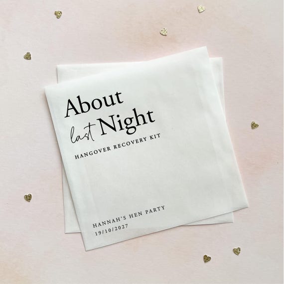 Hangover Kit Bags: Hen Do, Bridal Party, Milestone Birthday, Party Favours