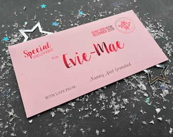 Personalised Christmas Money Envelope: Gift Card, Special Delivery Voucher Wallet