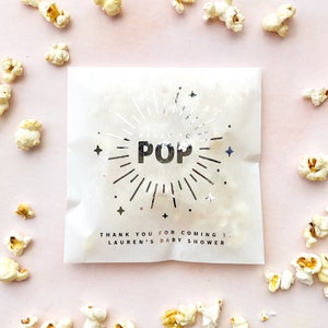 Ready to 'POP' Baby Shower Popcorn Treat Bags, Popcorn Favour, Baby Shower Gift, Baby Party, Gender Reveal Party