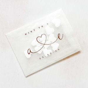 Foiled 'Mint to Be' Initial Heart Wedding Favour Packets, Personalised Wedding Favour, Wedding Guest Gift, Mint Favour