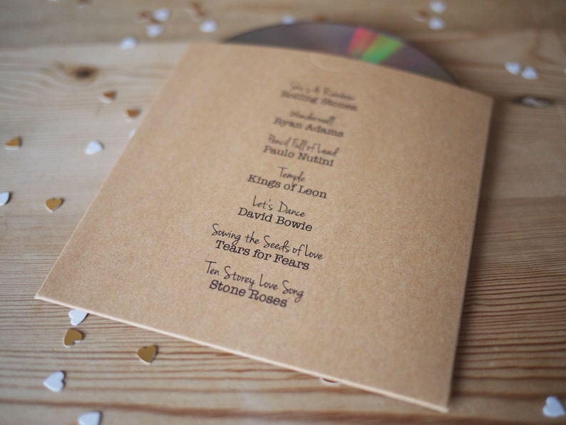 10x personalised CD cover / sleeve wedding favour for music lovers or music theme image 2