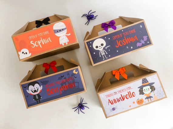 Personalised Halloween Treat Box: Metallic Foil, Ribbon Bow