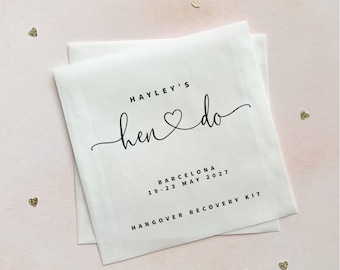 Hangover Kit Bags: Hen Do, Bridal Party, Milestone Birthday, Party Favours