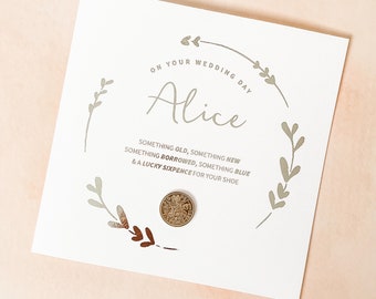 Lucky Sixpence Bride to Be Wedding Card: Bridal Shower Gift with Vintage Coin