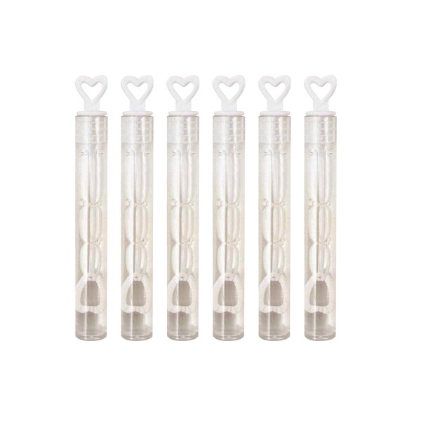 12 X White Wedding Cake Heart Shaped Bubbles - Table Decorations Favours - Henbrandt