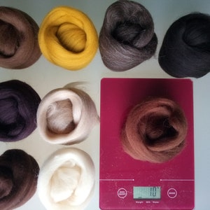 Brown sets Pure Merino Wool for Needle and Wet Felting: brown shades natural brown and natural white, packs of 30, 60 or 90 g image 6