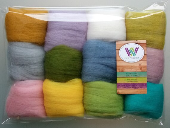 Set D* Pure Merino Wool Tops for Felting packs of 12 colours 60 g