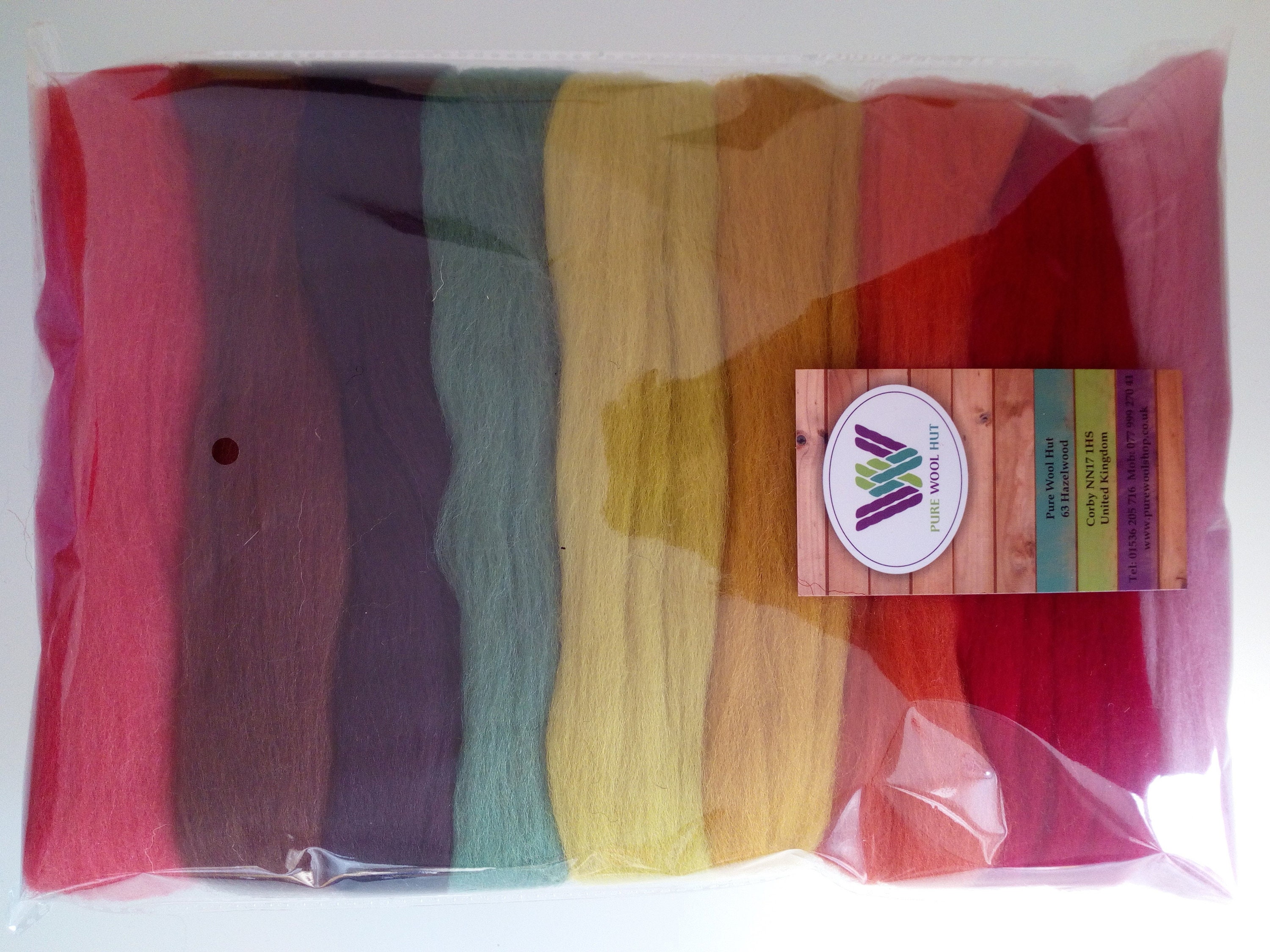 October* Pure Merino Wool Roving Tops for felting 6 colours set 30 g