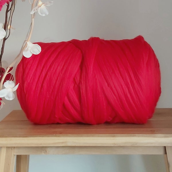 Rose Red*  100% Merino Wool Roving Tops, Wet Needle Felting, Spinning, Weaving, Giant Chunky Yarn, Big Arm Knitting: 50g - 4kg