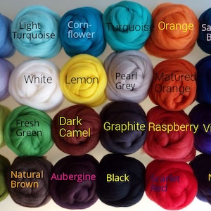 100% Pure Merino Wool Tops Roving for Needle and Wet Felting, Mix and Match colour & weight, Pick and Mix from 60+ colours