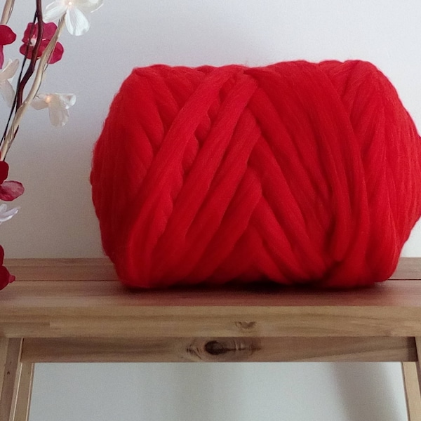 Poppy Red* 100% Merino Wool Tops Roving Felting Spinning, Giant Chunky Super Bulky Yarn, Big Arm, Extreme Knitting: 50g - 4kg