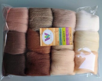 Set O* Pure Merino Wool Tops for Needle and Wet Felting packs of 12 colours, 60 g