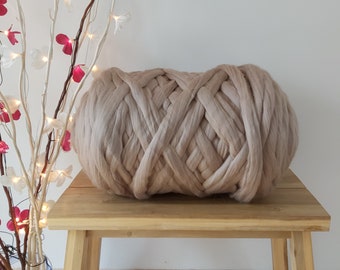 Milky Coffee Beige* 100% Merino Wool Roving Tops, Wet Needle Felting, Spinning, Weaving, Giant Chunky Yarn, Big Arm Knitting: 50g - 4kg