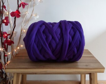 Purple* 100% Merino Wool Roving Tops, Wet Needle Felting, Spinning, Weaving, Giant Chunky Yarn, Big Arm Knitting: 50g - 4kg