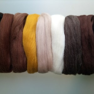 Brown sets Pure Merino Wool for Needle and Wet Felting: brown shades natural brown and natural white, packs of 30, 60 or 90 g image 4