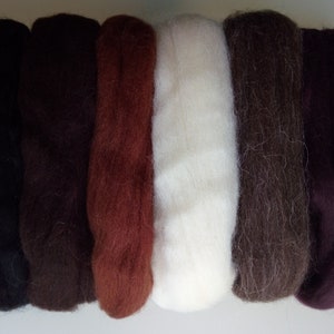 Brown sets Pure Merino Wool for Needle and Wet Felting: brown shades natural brown and natural white, packs of 30, 60 or 90 g image 7