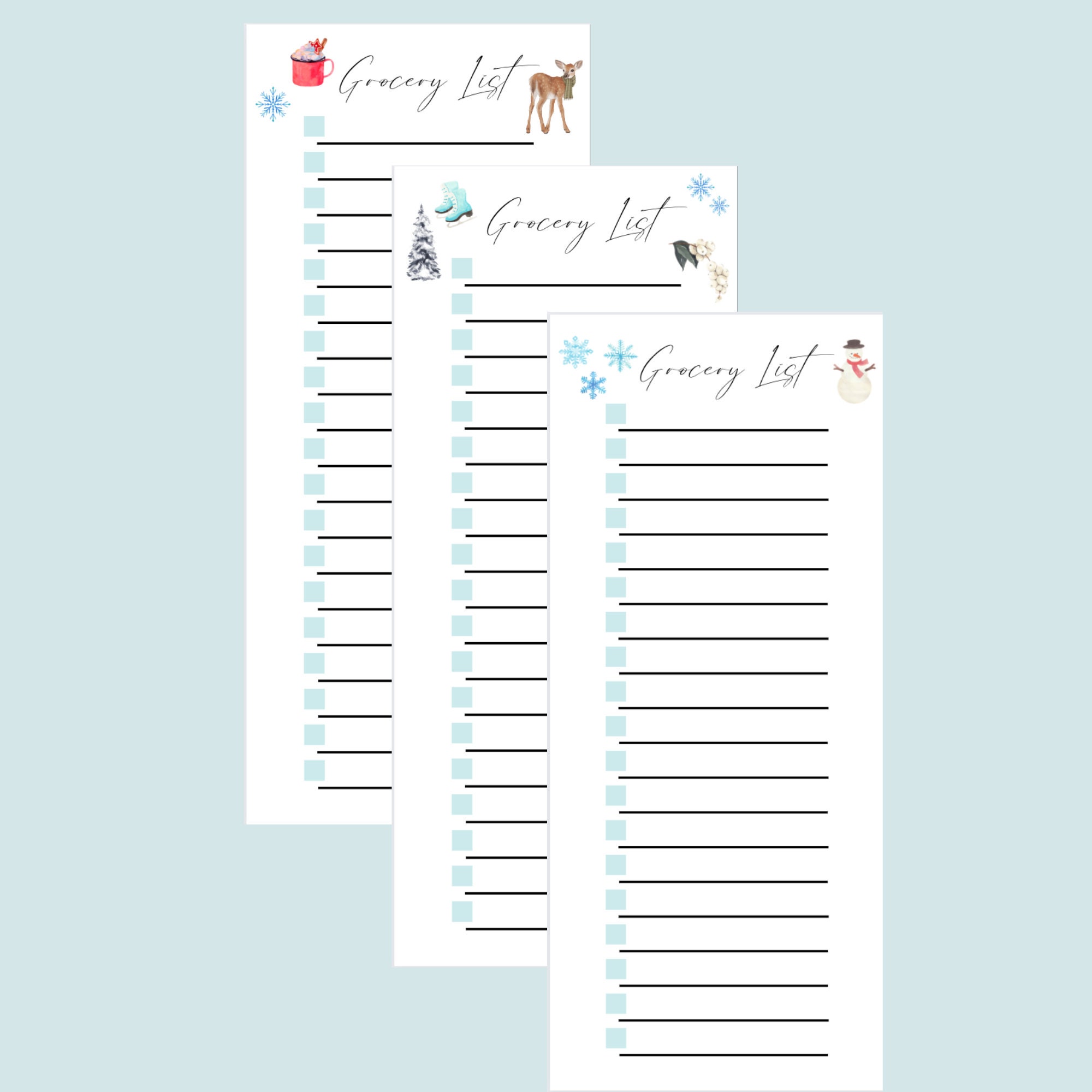 PRINTABLE Skinny Grocery List, Grocery Shopping Planner, Instant ...