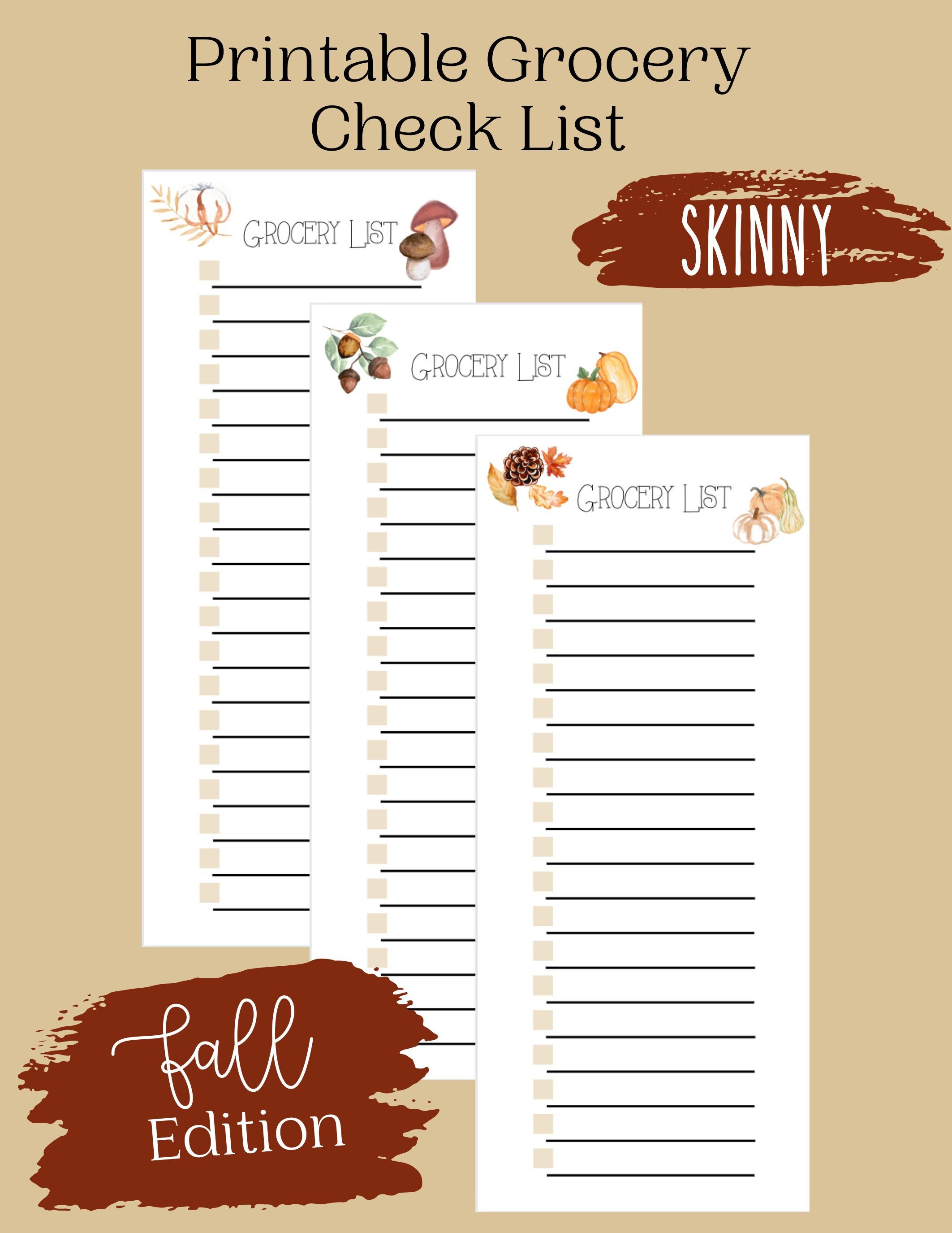 PRINTABLE Skinny Grocery List, Grocery Shopping Planner, Instant ...