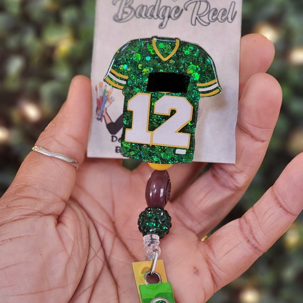 Football Inpired Jersey Badge Reel Topper or Keychain