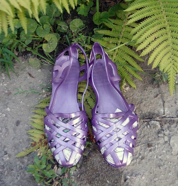 purple rubber shoes