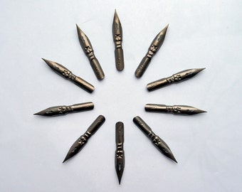 Vintage ink pen nibs Calligraphy kit Unused pen nibs Set of 10 nibs USSR 70s Craft supplies Jewelry findings