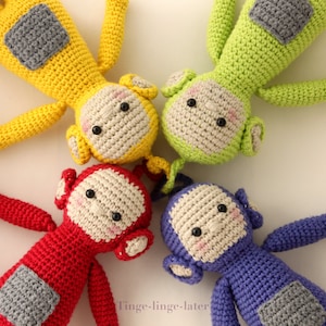 Screenies crochet pattern - amigurumi inspired by Teletubbies - Instant download