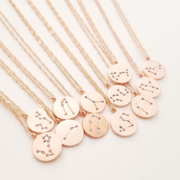 Constellation Zodiac Necklace, Constellation Jewelry, Rose Gold Pendants Necklace,  BFF Gift, Birthday Gift, Valentine’s Gifts for Her