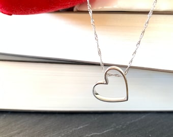 Heart Necklace, Sterling Silver Heart Necklace, Valentine's Gift, Best Friend Gift, gift for a mother, Valentines Day Gifts for Her