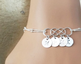 Infinity Bracelet Initial charm Bracelets for women Personalized bracelets Personalized gift for Her Custom Handmade Jewelry for Mom Gifts