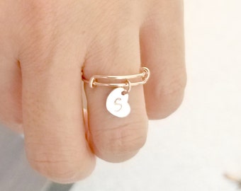 Graduation gifts,Personalized Bangle Ring, Rose Gold Ring, Heart Ring, Adjustable Ring Initial Ring, Personalized Ring, Bridesmaid Gift