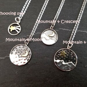 Mountain Necklace Moon Necklace Star Pendants Necklace Sterling Silver Celestial Pendants Necklace Personalized Valentines Gifts for Her image 3