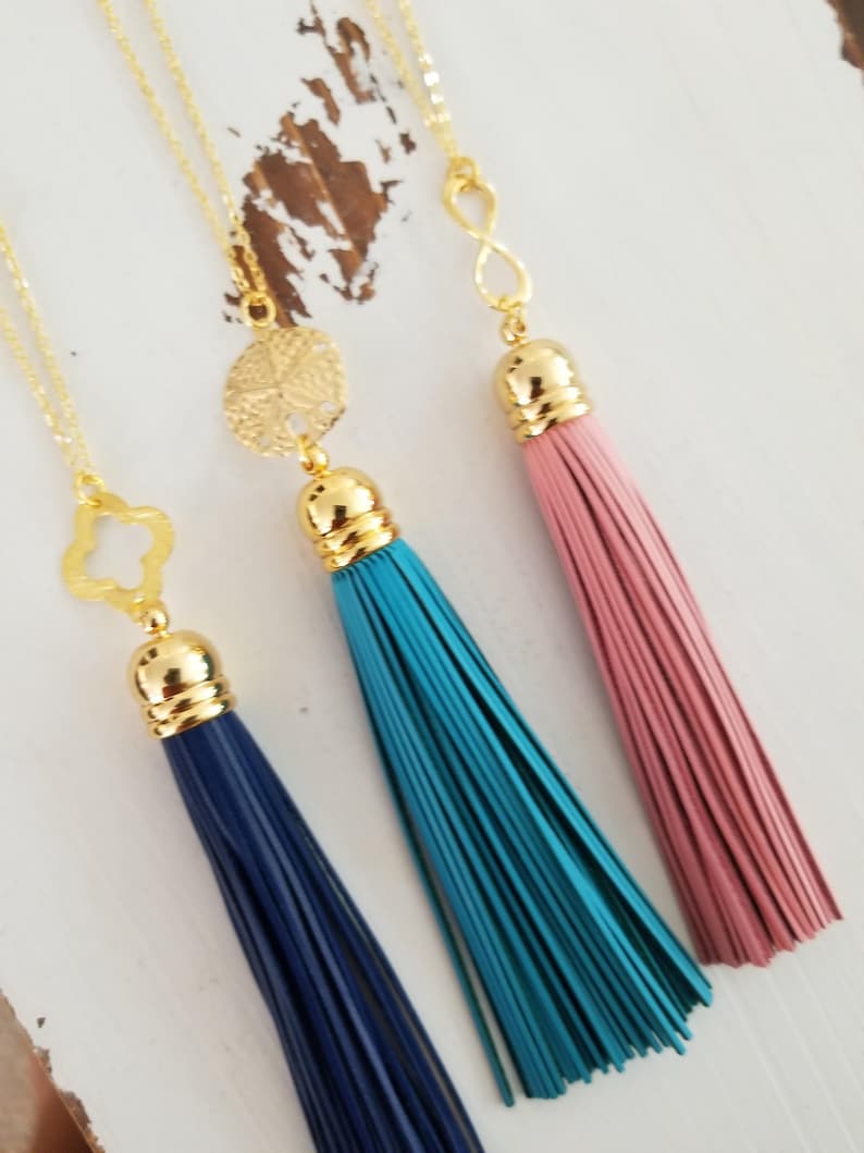 Tassel Necklace. Long Necklace Leather Tassel Necklace. Long Etsy