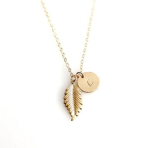 Autume Leaf Necklace, Personalized Disc Necklace, Leaf Necklace, Bridesmaid Gift, initial, Valentine’s Gifts for Her