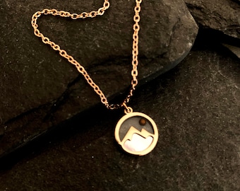 Rose Gold Mustard Seed Necklace: Mother of Pearl Mountain Pendant
