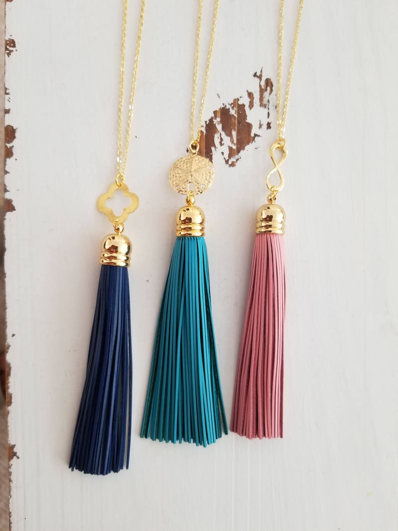 Tassel Necklace. Long Necklace Leather Tassel Necklace. Long Etsy