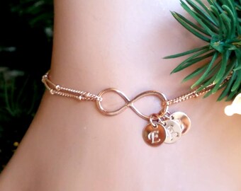 Custom Initial Infinity Bracelet: Gold Filled Personalized Charm Bracelet