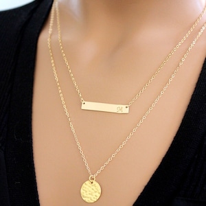 BIG SALE!! Gold Bar Necklace,Pesonalized Necklace,Personalized Jewelry, intial bar Nameplate, Bar Statement,Christmas Gifts for her