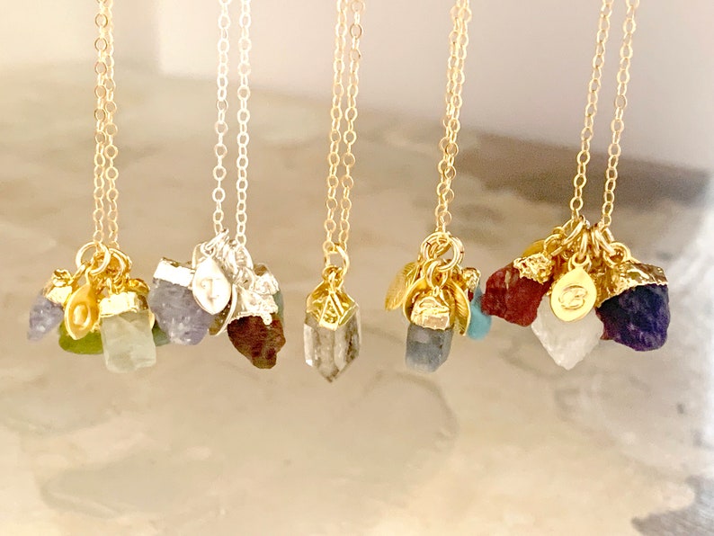 Collana Birthstone per la mamma, gioielli personalizzati con pietre preziose grezze Birthstone, regalo della nonna, regali personalizzati per la mamma, regali di San Valentino per lei immagine 7