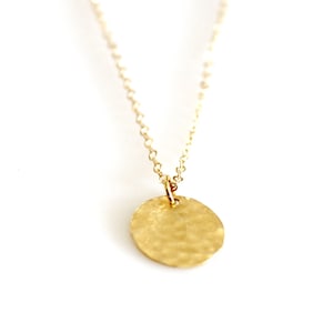 Hammered gold disc necklace Clearance