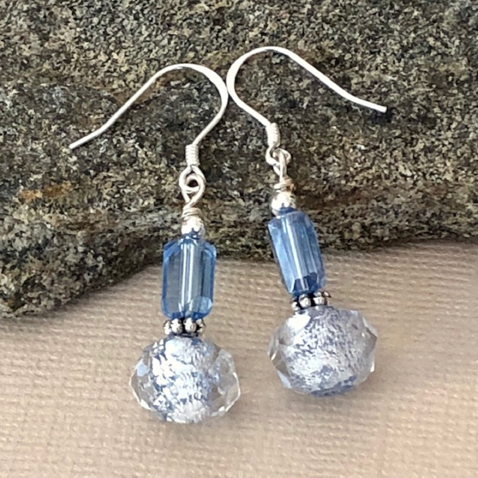 Light Blue Earrings Silver Blue Crystal Drop Earrings Pastel Etsy