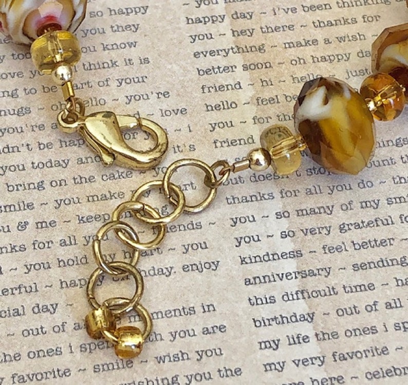 Handmade Beaded Bracelets for Women Gifts Under 25 Glass Bead Bracelet Fashion Jewelry Gift for Mom Gold Honey Amber Color Bracelet