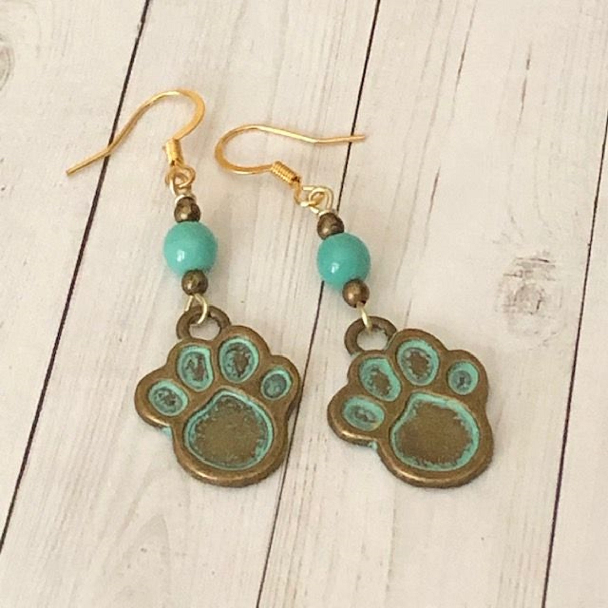 Dog Paw Earrings Paw Print Animal Paw Charm Dangle Earrings Etsy