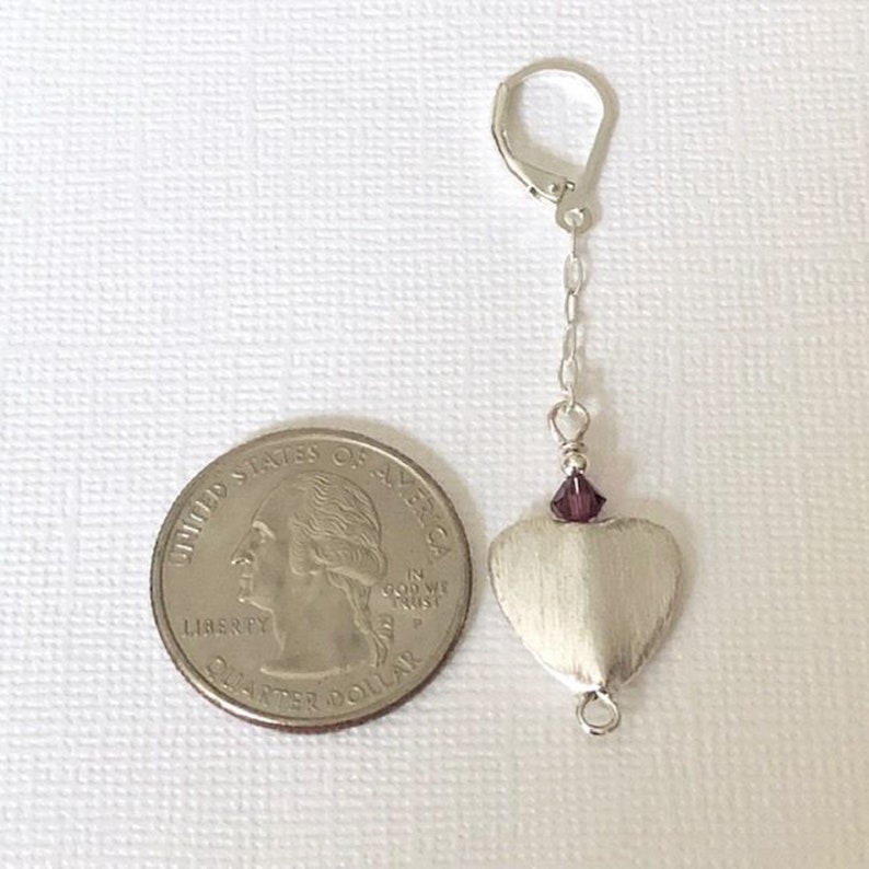 Bridesmaid Sterling Silver Lever Back Earrings Long Silver Earrings Wedding Silver Chain Heart Dangle Earrings Heart Drop Earrings