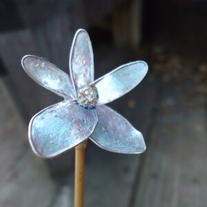 silver plumeria hair stick
