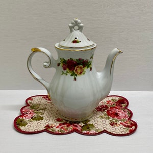 Rare Vintage Pink Yellow Burgundy Flowers Old Country Roses Floral Style China Coffee Pot Tea Pot Teapot - Holiday Wedding Anniversary Gift