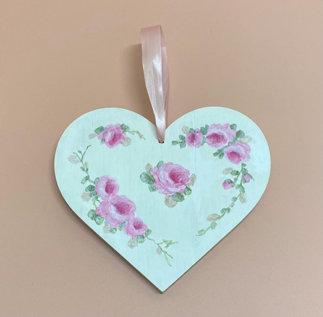 HP Shabby Cottage Chic Romantic Hand Painted White Distressed Pink ...
