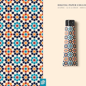 Colored Moroccan Mosaic Digital Scrapbook Papers - 10 Seamless Patterns ...