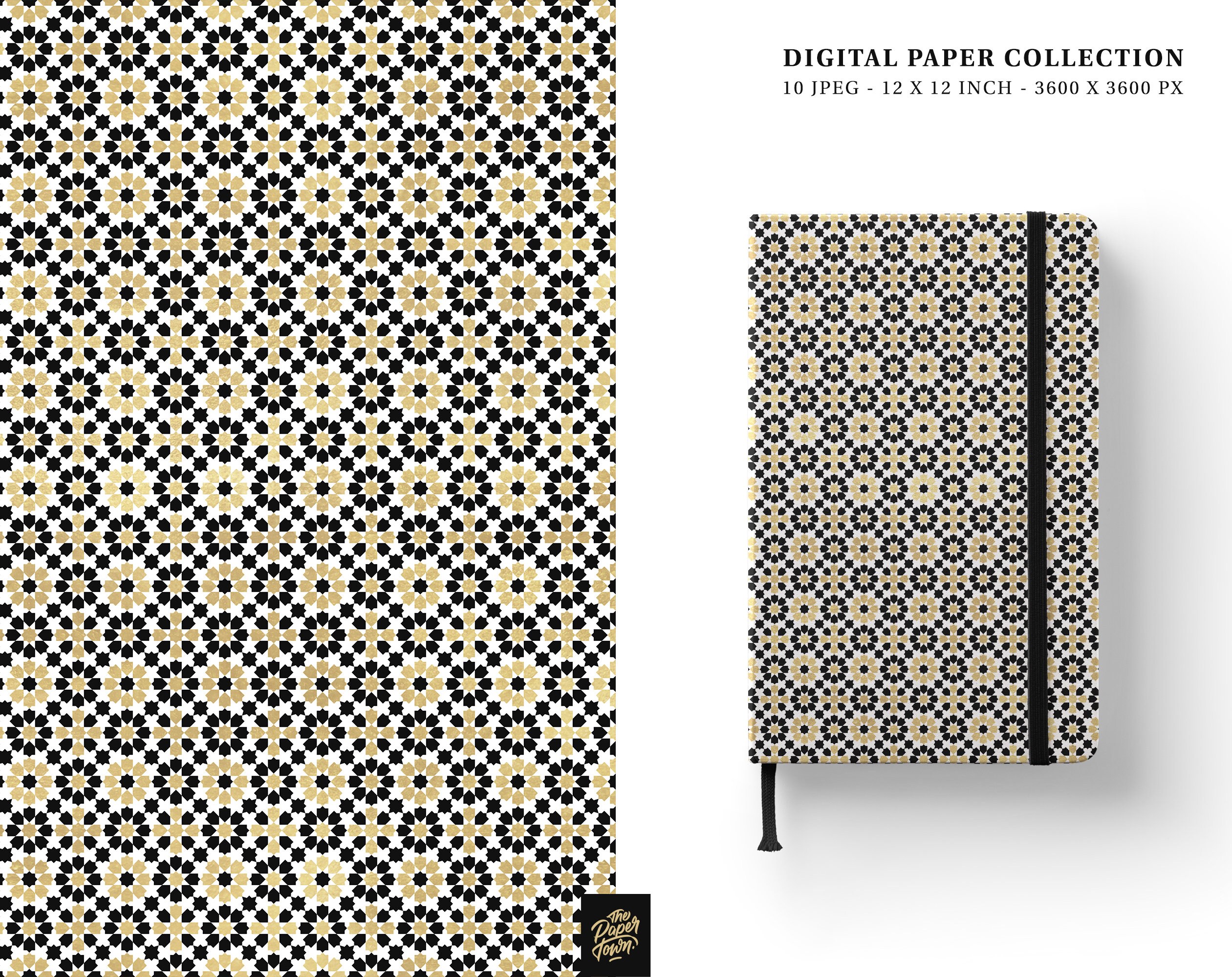 Golden Moroccan Mosaic Digital Scrapbook Papers - 10 Seamless Patterns ...