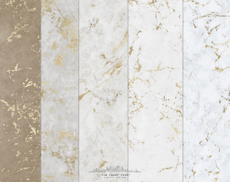 Marble With Gold Foil Veins Digital Scrapbook Papers - 10 Seamless ...
