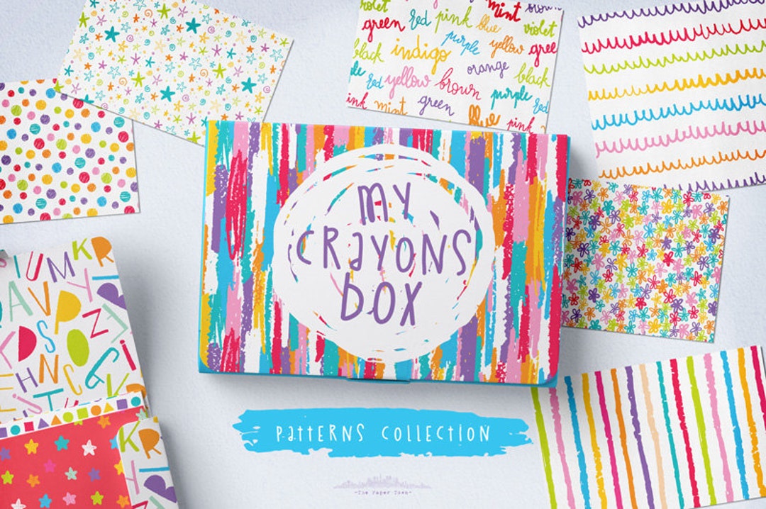 Seamless Hand-drawn Crayons Patterns - 20 Digital Colorful Kids ...